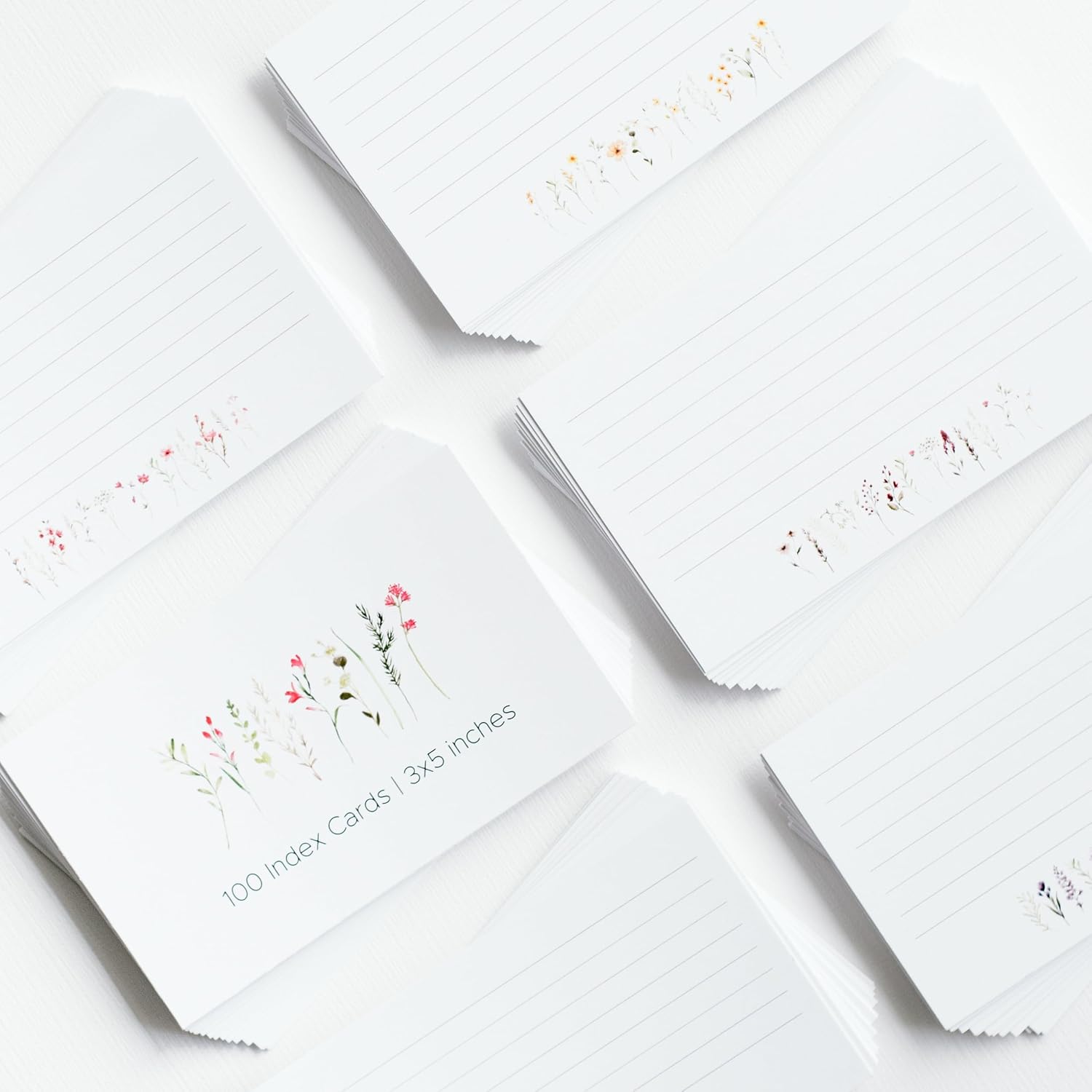 Wild Flower Index Cards 3x5, 100 Blank Flash Cards image 3