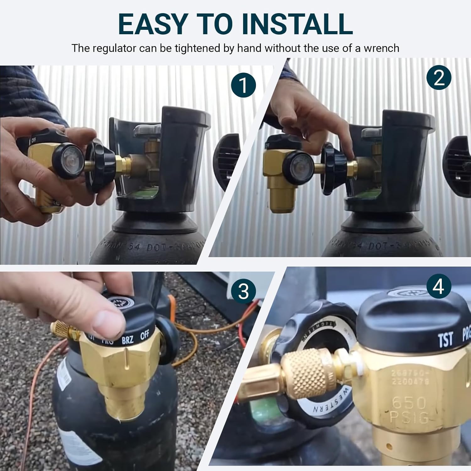 VN-500 Nitrogen Purging Regulator w/500psi - 4-Position Flow Control (TST/PRG/BRZ/OFF) for leak testing,Heavy-Duty Brass