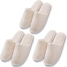 3 Pcs Disposable Hotel Slippers, Soft Coral Fleece Spa Slipper For Women, Hotel Travel Spa Portable Slippers Home Guest Indoor, Unisex Padded Sole Guest Sli-ppers, Beige