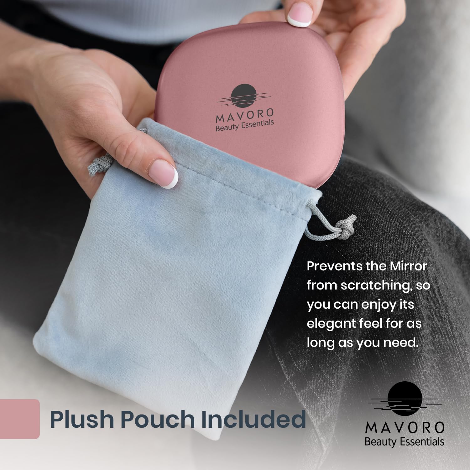 Mavoro LED Compact Makeup Mirror with 1x/10x Magnification