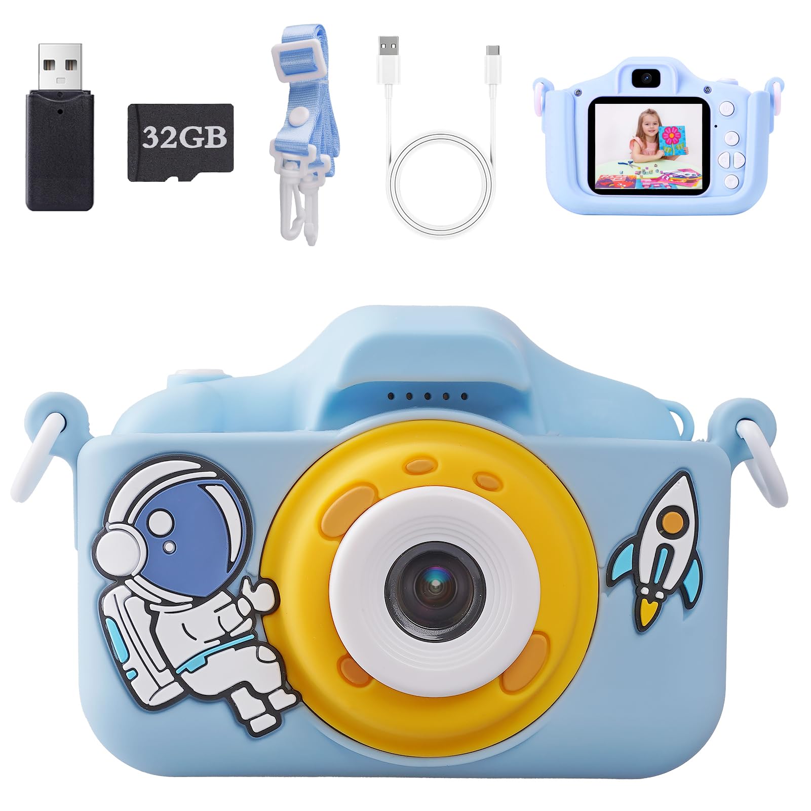 Cámara de Fotos para Niños, Cámara Infantil Digital 1080P con Pantalla IPS de 2 Pulgadas, 44 Marcos Mágicos y 5 Juegos Educativos, Regalo para Niños y Niñas de 3 a 10 Años
