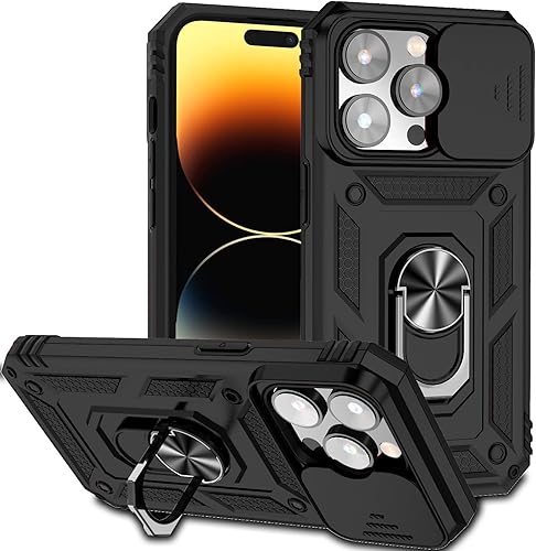 Hitaoyou Funda para iPhone 14 Pro Max, iPhone 14 Pro Max con funda para cámara y soporte, grado militar, a prueba de golpes, resistente, con funda