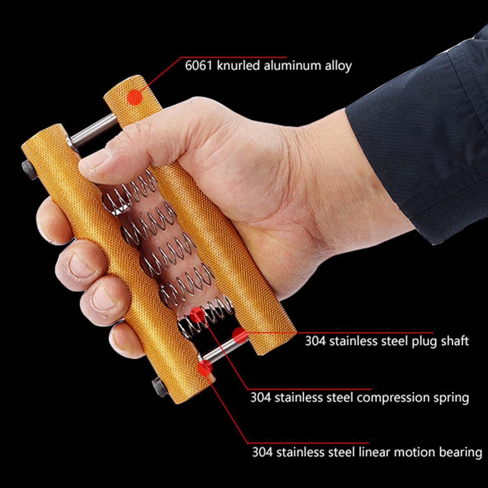 Agarre de mano de aluminio moleteado, ejercitador de agarre ajustable, ejercitador de mano, marco de aleación de aluminio 6061, resistencia libremente combinable, mango de patrón de rejilla