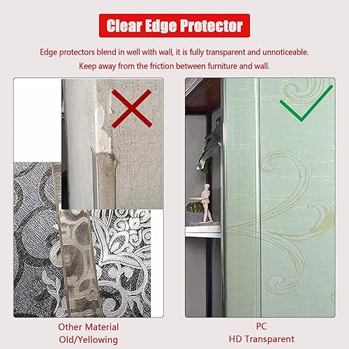 Miniatura 9 de Protector de esquina de pared, 2 unidades, 39.4 x 1.18 pulgadas, protectores de esquina transparentes autoadhesivos para paredes, puertas de