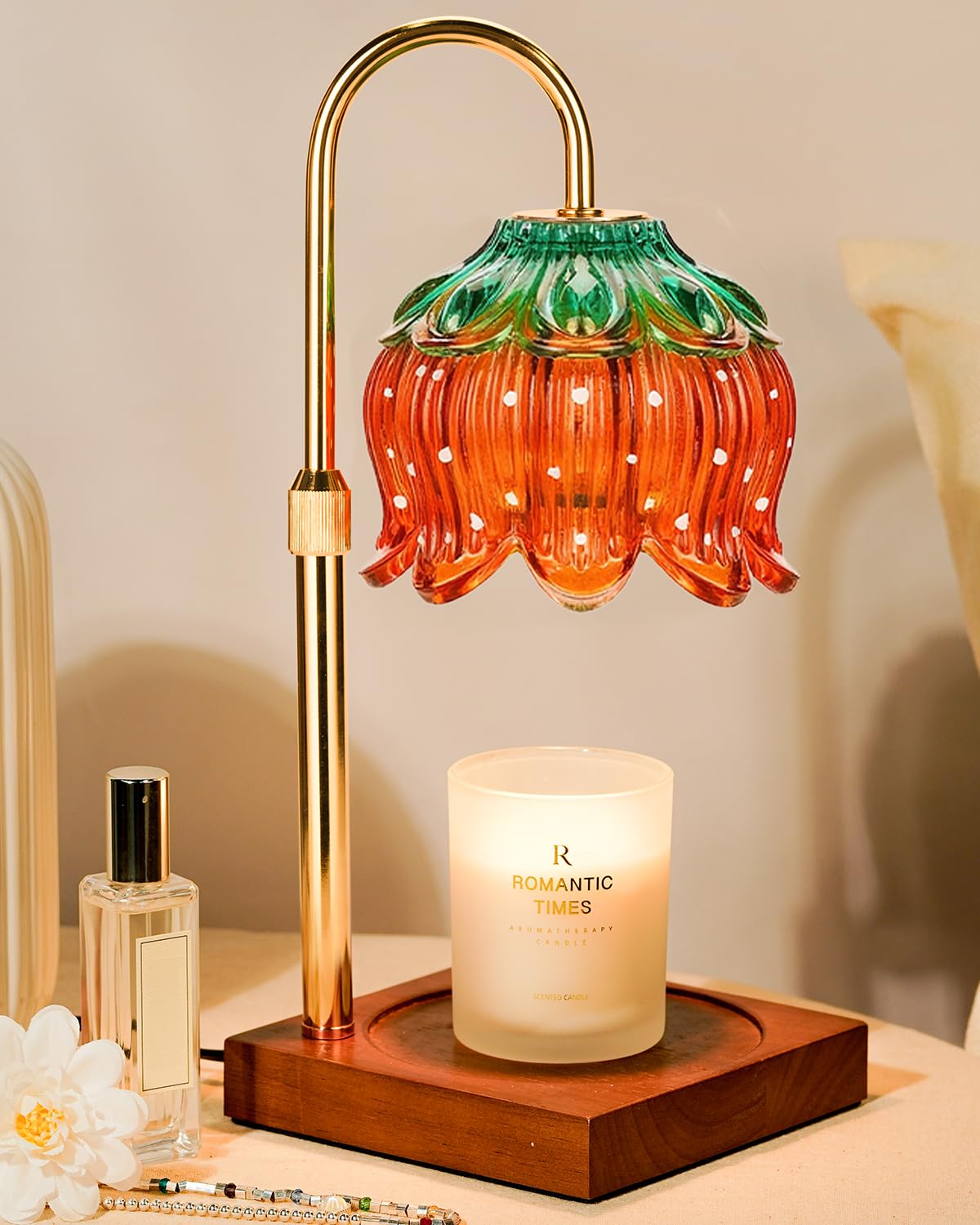 Strawberry Candle Warmer Lamp with Timer Dimmer Adjustable Height Birthday Valentines Day Gifts for Women Mom House Warming