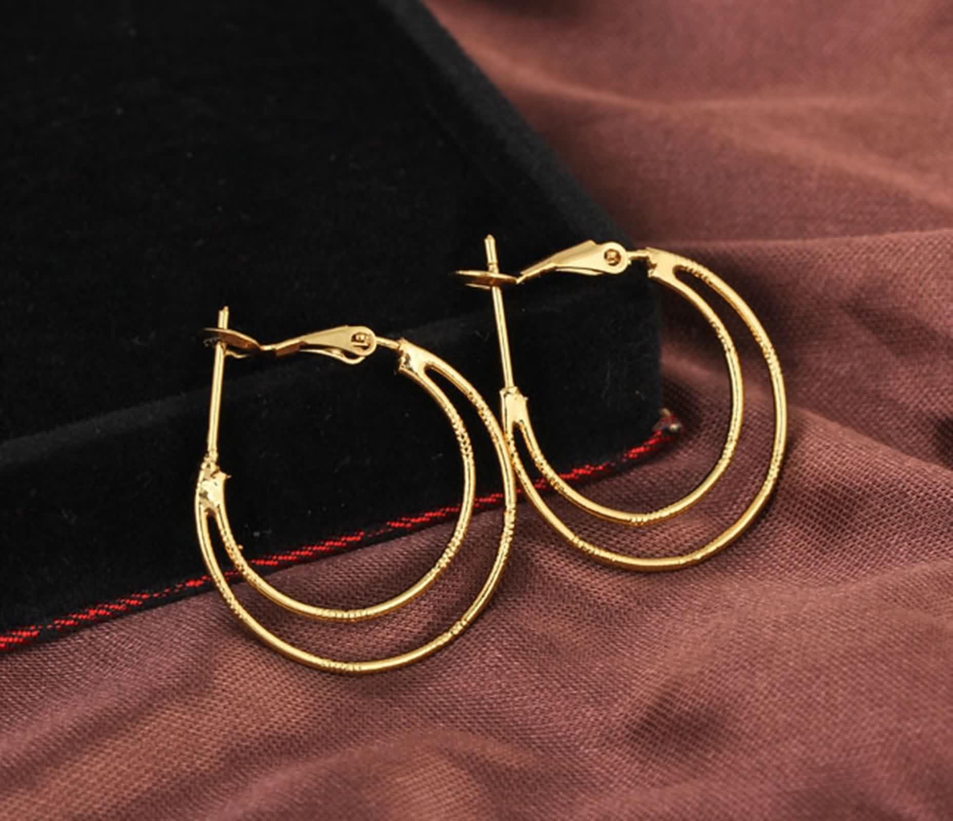 Prawdziwa biżuteria kolczyki damskie vintage białe złoto 18K 750, klasyczne kreolki, Au750 złoto kolczyki damskie