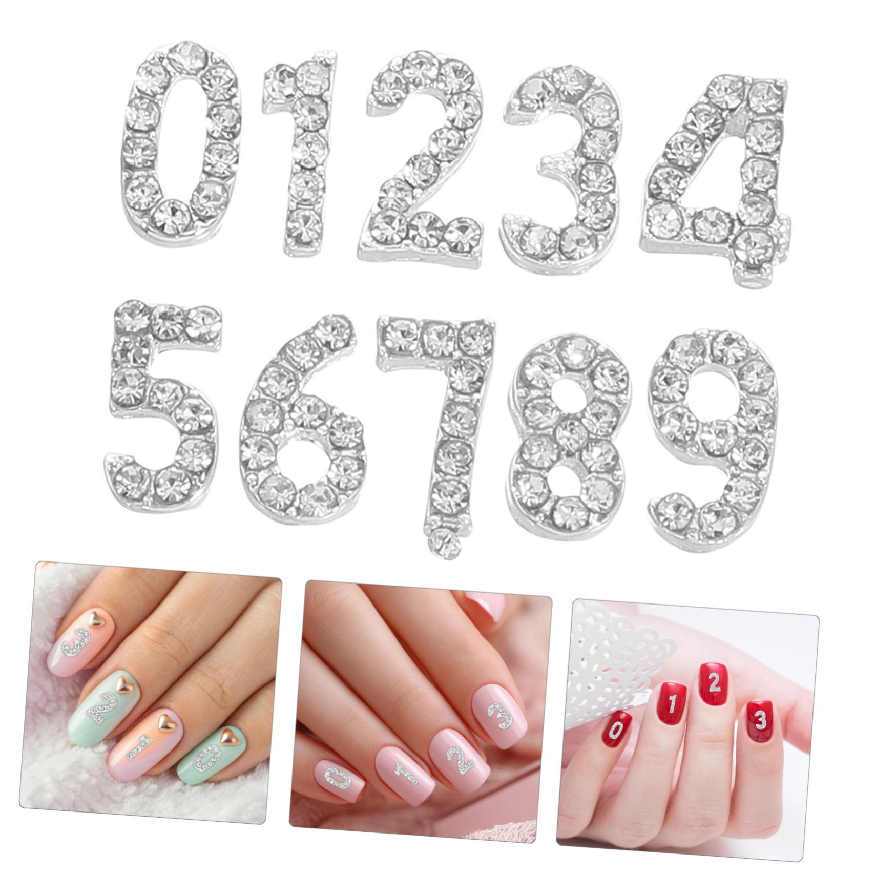 100pezzi Ciondoli Numerici Unghie Decorazioni Strass per Manicure Gioielli Abbellimenti Nail Art Lucidi