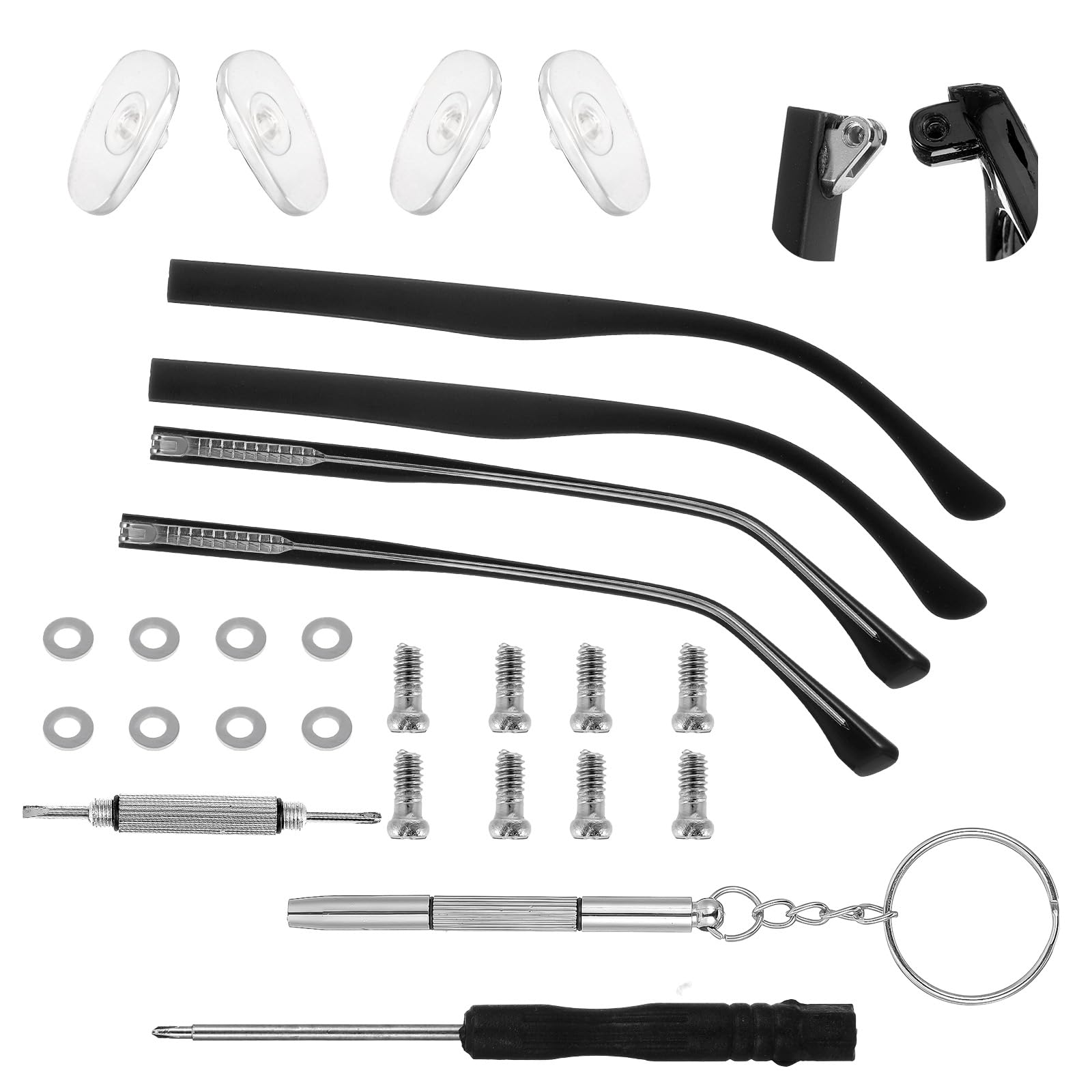 1Pair Glasses Arm Replacement Universal Glasses Repair Kit with Screws Eyeglasses Arms Legs Replacement Accessories with Screws Washers
