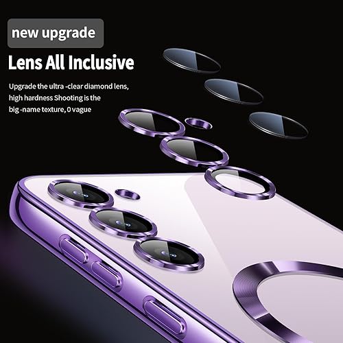 Miniatura 7 de Funda para Samsung Galaxy S23 Plus, fundas para S23 Plus. Magnética metálica, brillante, delgada, transparente, de lujo, suave, a prueba de golpes,