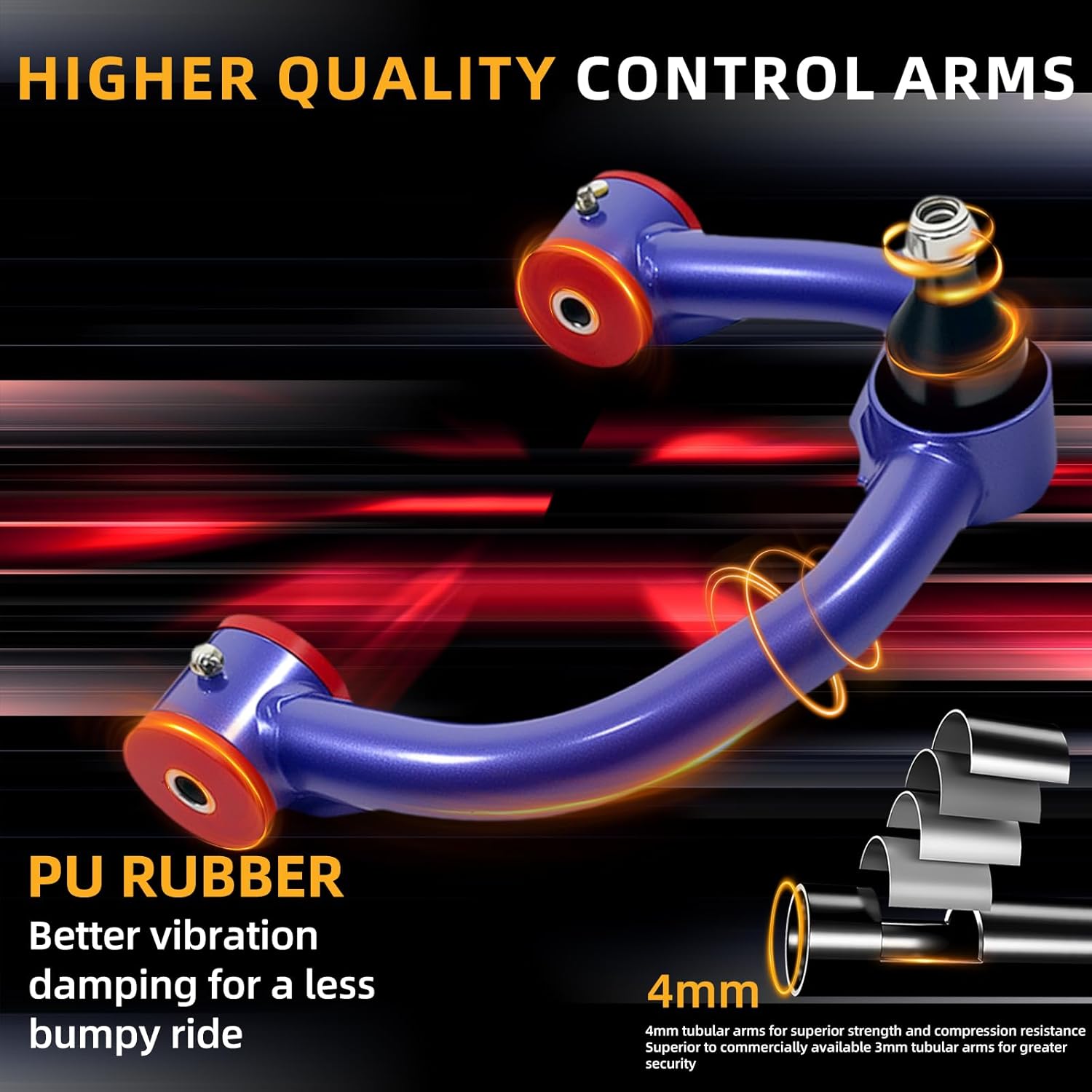 2-4" Upper Control Arms Compatible with 2004-2024 Ford F150, UCA Tubular Suspension Kit with Ball Joints & Polyurethane Bushing, Adjustable Lift Alignment Solution (Purple)