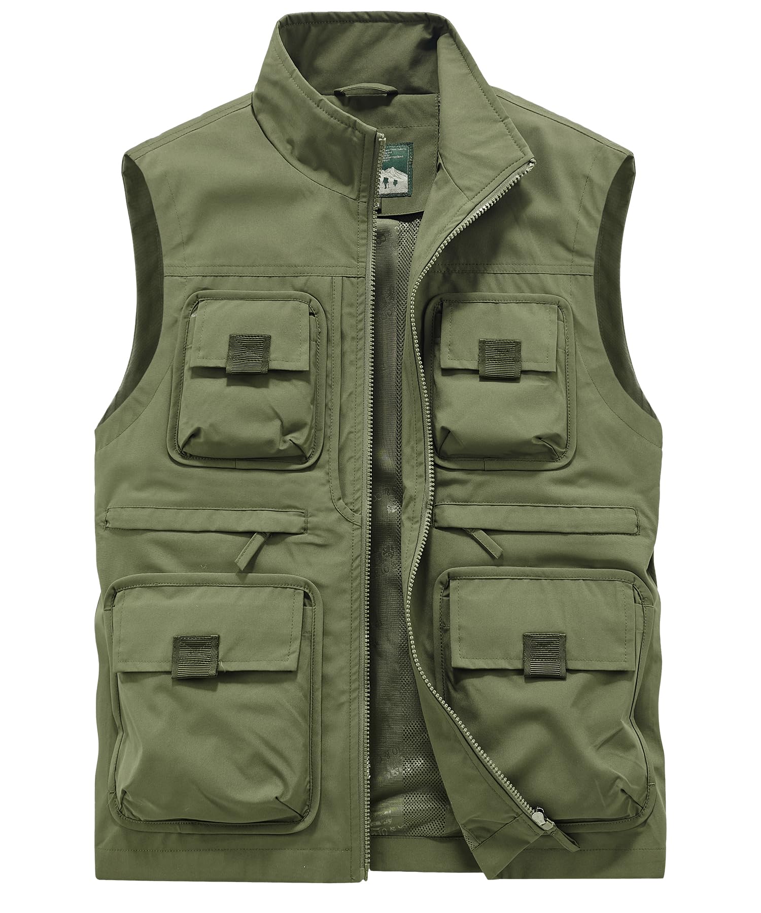 OlyljpinZ Vissersvest voor heren, zomer, outdoor, vest, fotografie, reizen, wandelen, lichtgewicht utility-vest, mouwloos jasje, gereedschap vest met meerdere zakken, legergroen, XL
