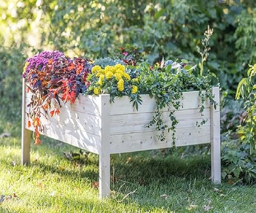 Miniatura 2 de Zylina Cama de jardín elevada de madera: macetas elevadas XL de 48 x 36 x 22 pulgadas para exteriores con patas, camas de jardín al aire libre,