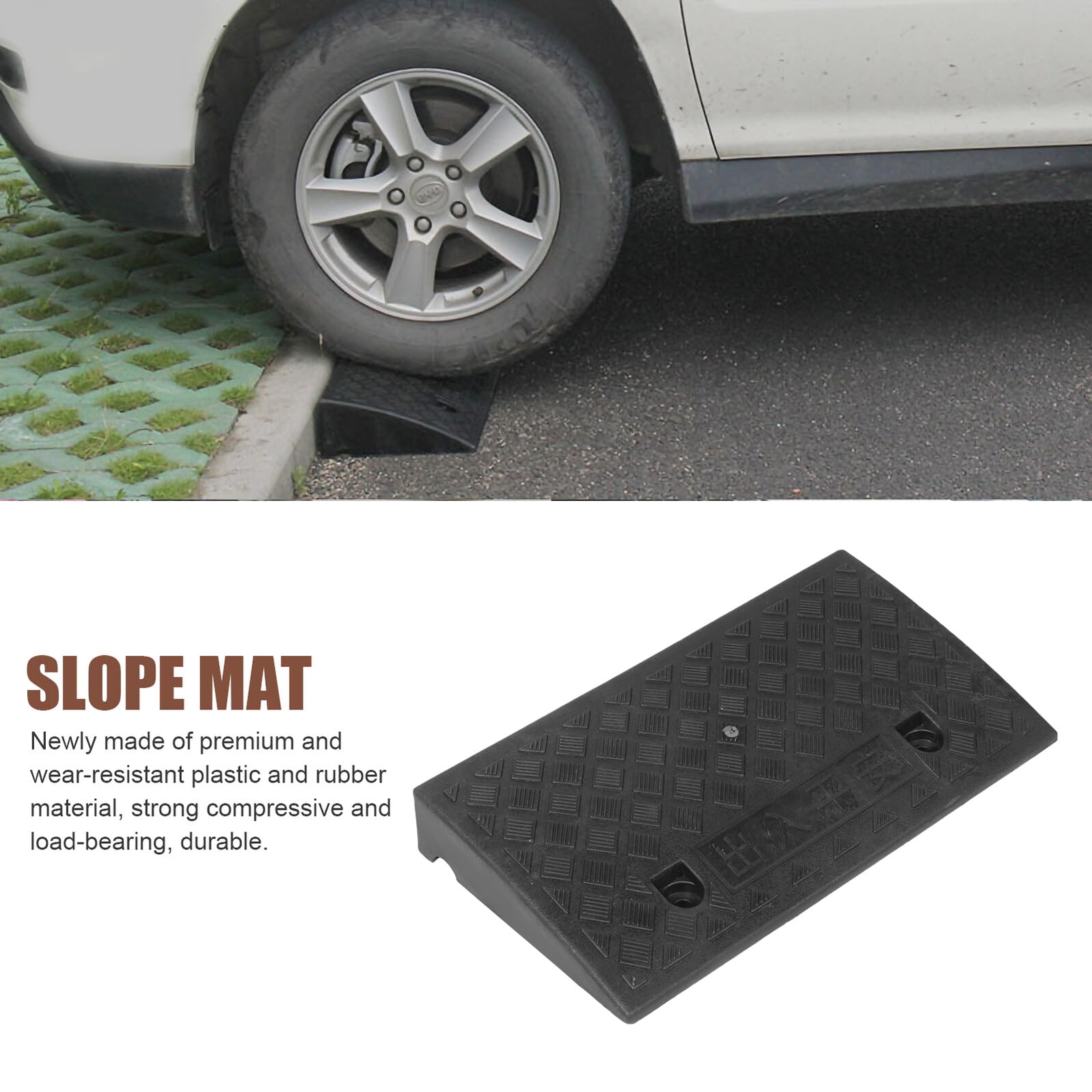 Mipcase Tappetino Rampa Soglia in Gomma Plastica Antiscivolo 7 Cm per Auto e Veicoli Esterni, Leggero e Portatile per Marciapiede e Rampe di Accesso Pubblico