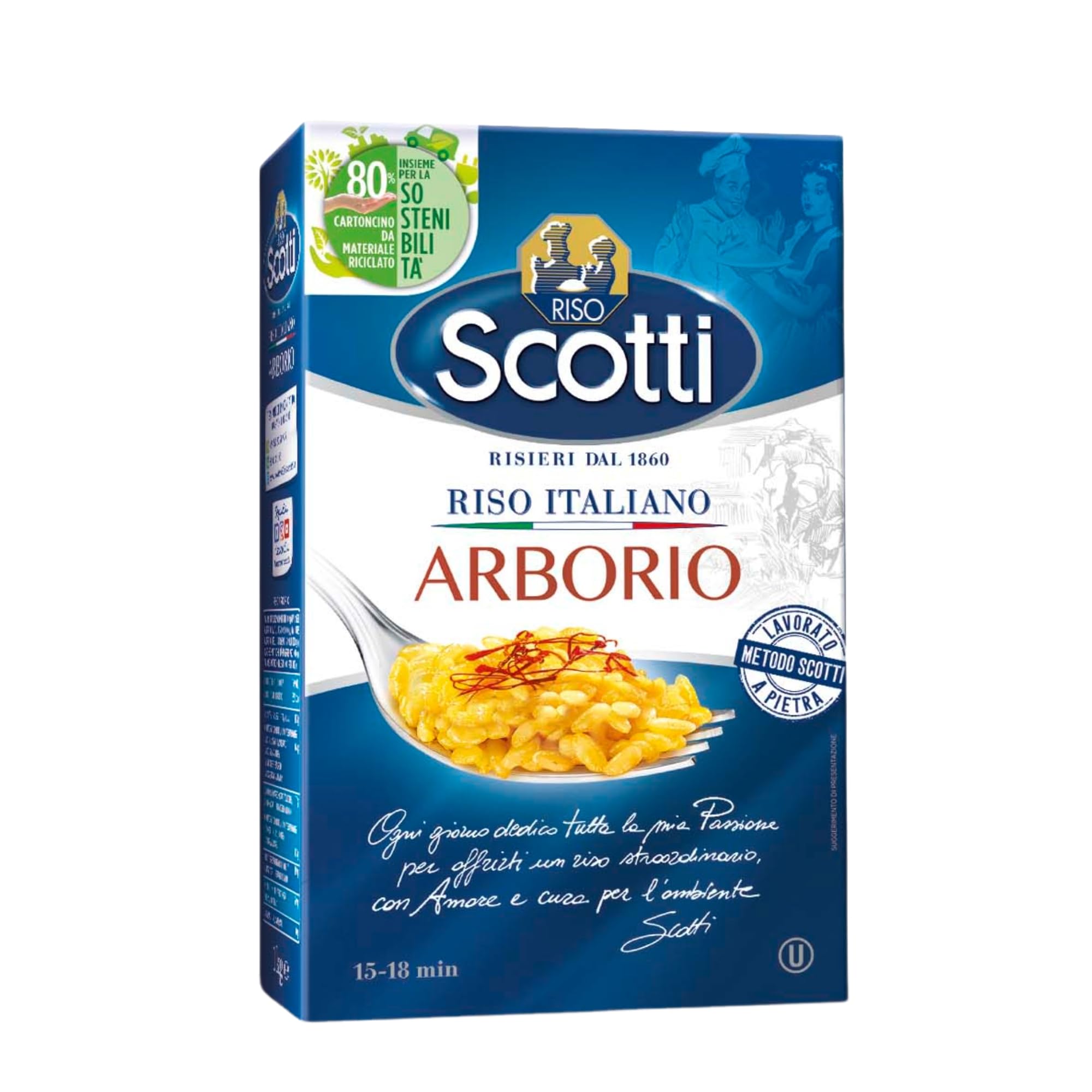 Riso Scotti Arborioreis, Superfeiner Risottoreis, Reis aus Italien, Kochzeit 15-18 Minuten, 1 kg