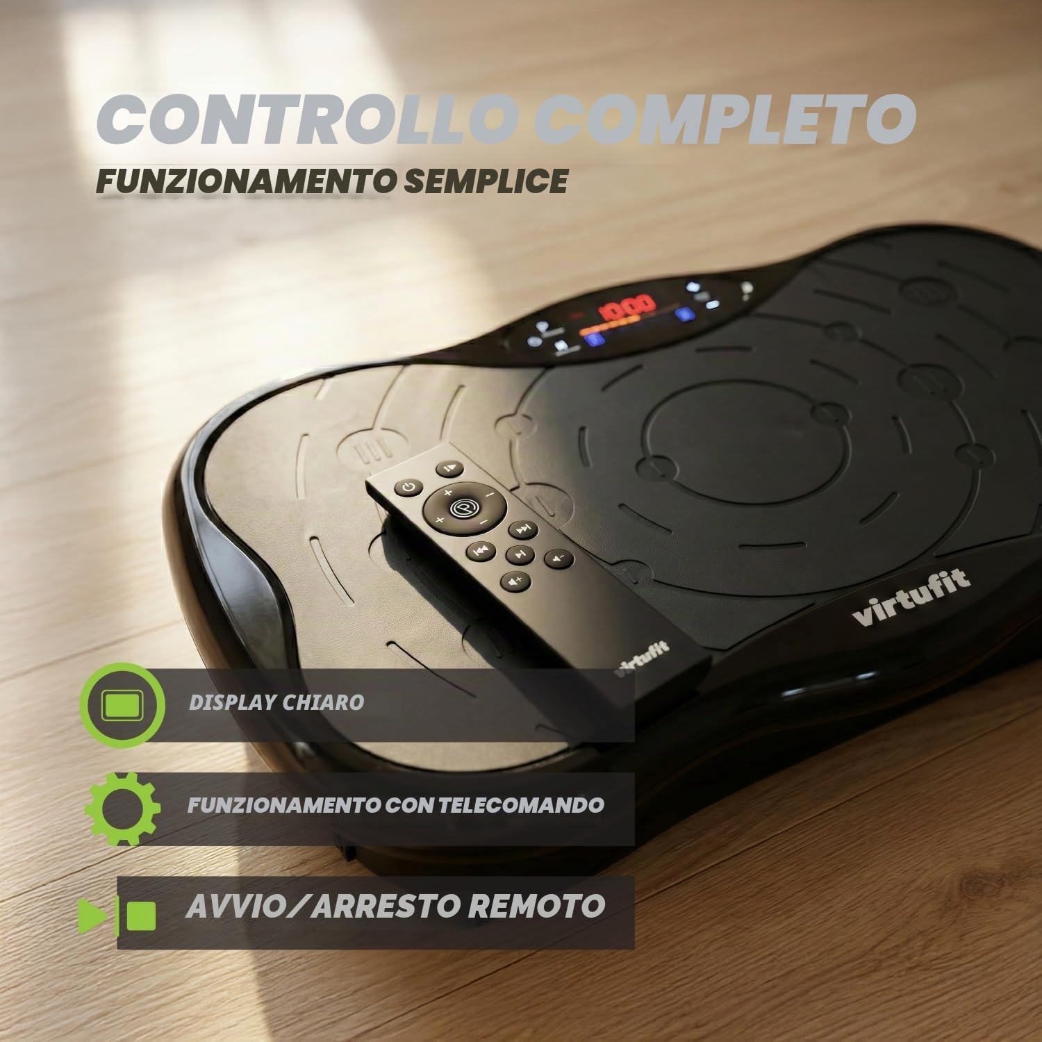 VirtuFit Piastra vibrante fitness – Fitness Powerplate – 10 programmi di allenamento – 99 velocità – Attrezzo per allenamento di resistenza