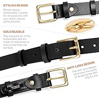 Vista 15 de Cinturones para mujer para jeans de 1.1 pulgadas de ancho, cinturones para vestidos de cuero de grano completo con hebilla dorada, caja de regalo