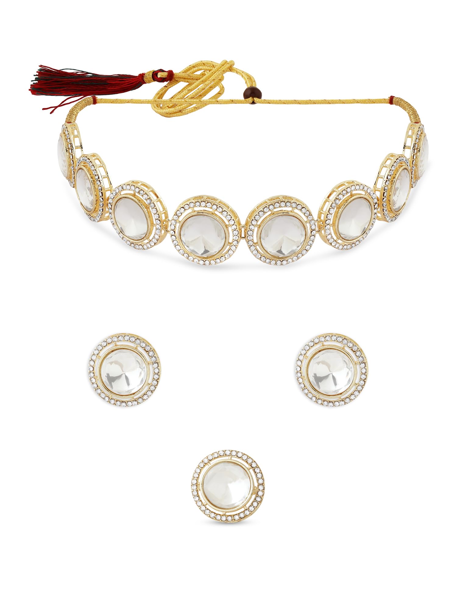 ZAVERI PEARLS Gold Tone Round Austrian Diamonds Embellished Necklace Earring & Ring Set For Women-ZPFK17169 (B0CS6TXXV8) Amazon Price History, Amazon Price Tracker