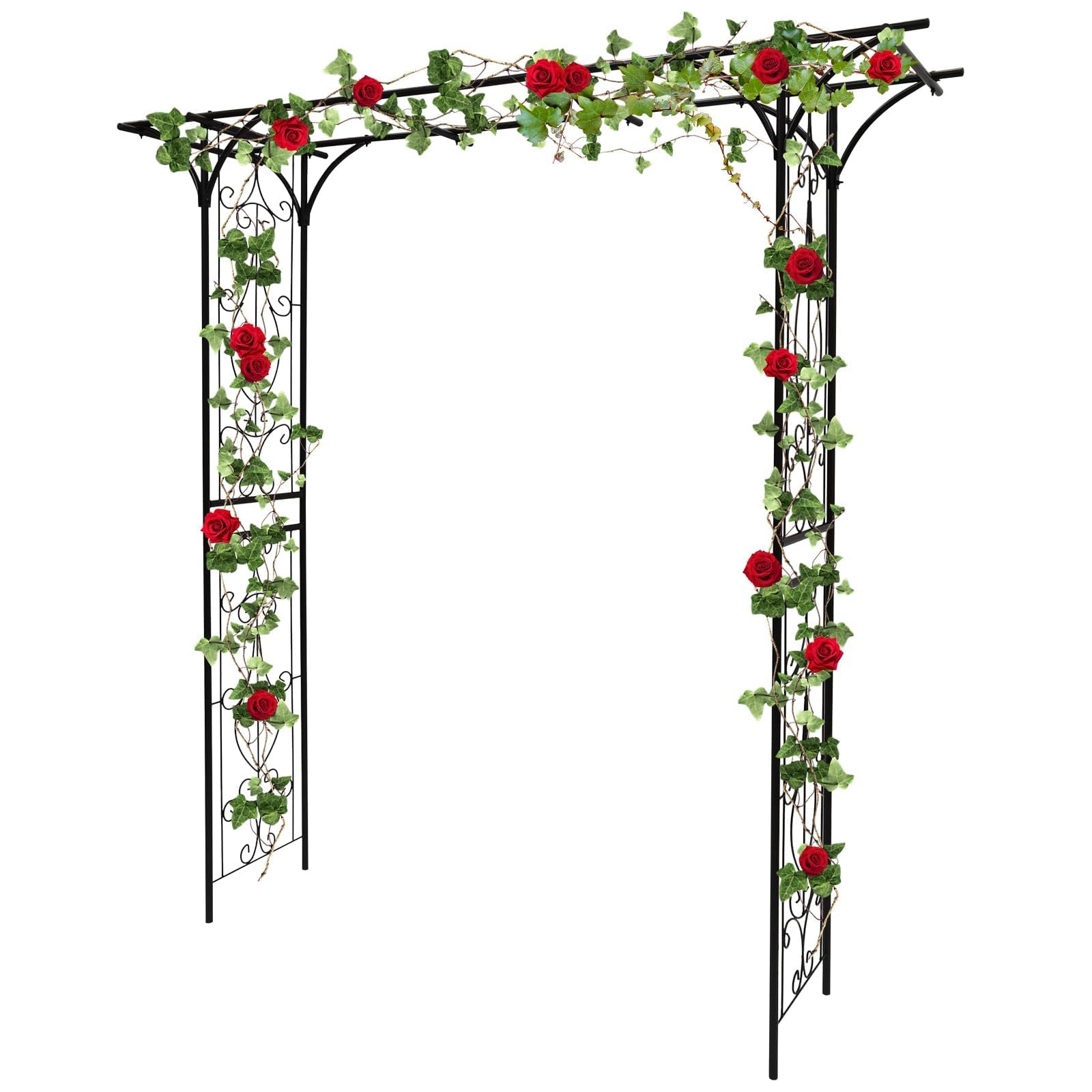 2M Arco da Giardino Sommità Piatta per Piante Rampicanti, Kalolary Arco Giardino Metallo Resistente Pergolato Traliccio Matrimoni Tunnel Giardino Tralicci Fiore Viti Supporto Cortile Patio all'aperto