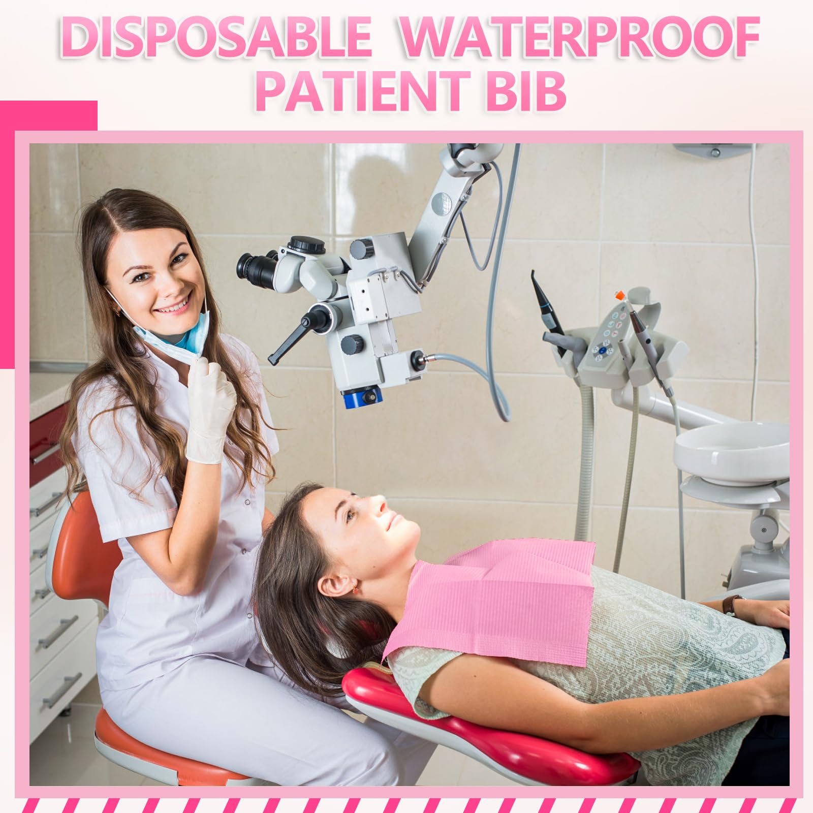 50 bavaglini dentali rosa usa e getta per nail art, tovagliette pieghevoli di carta per unghie, tovaglioli usa e getta a 3 strati per dentisti, bavaglini per pazienti, bavaglini tatuaggi, per saloni