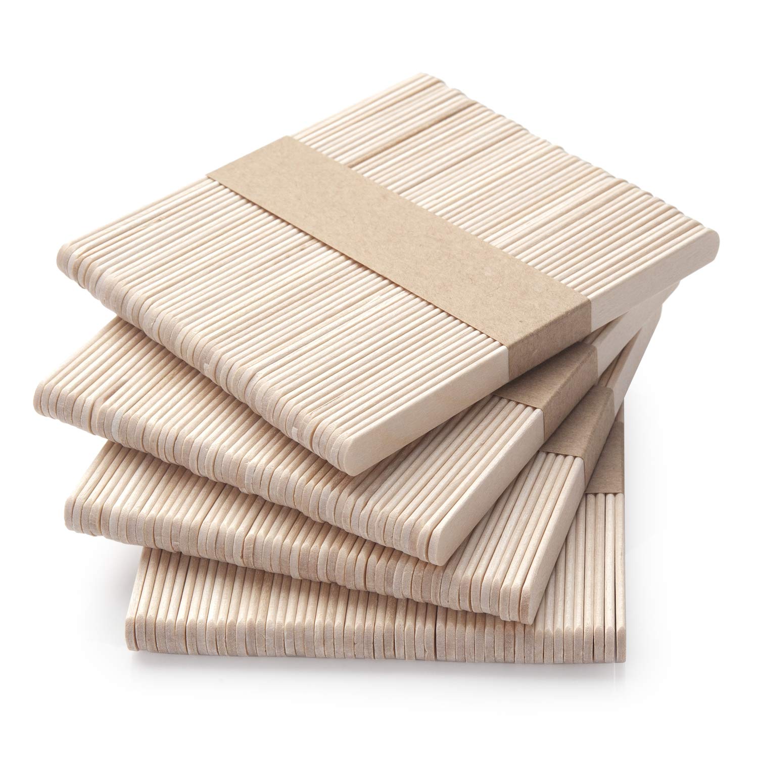 ONUPGO 200 Pcs Large Wax Craft Sticks Wax Applicator Body Hair Removal Spatula, 4.5 inch Natural Wood Popsicle, Treat Sticks, Ice Pop Sticks