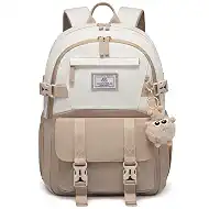 LOVEVOOK School Backpack for Teen Girls, Bookbag for 8-16 Student, Middle High College Back to School Cute Kids Backpack, 17.3 Inch, Khaki-beige