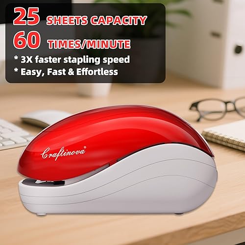 Vista 14 de Grapadora eléctrica, incluye 2000 grapas y 1 removedor de grapas, adecuada para el tamaño de la palma y alta comodidad, capacidad de 25 hojas, Negro