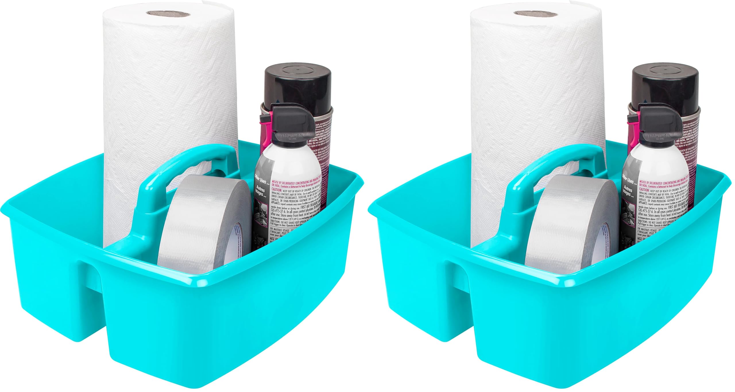Storex Industries 13" x 11" x 6.375" Large Caddy, Teal (Pack of 2)