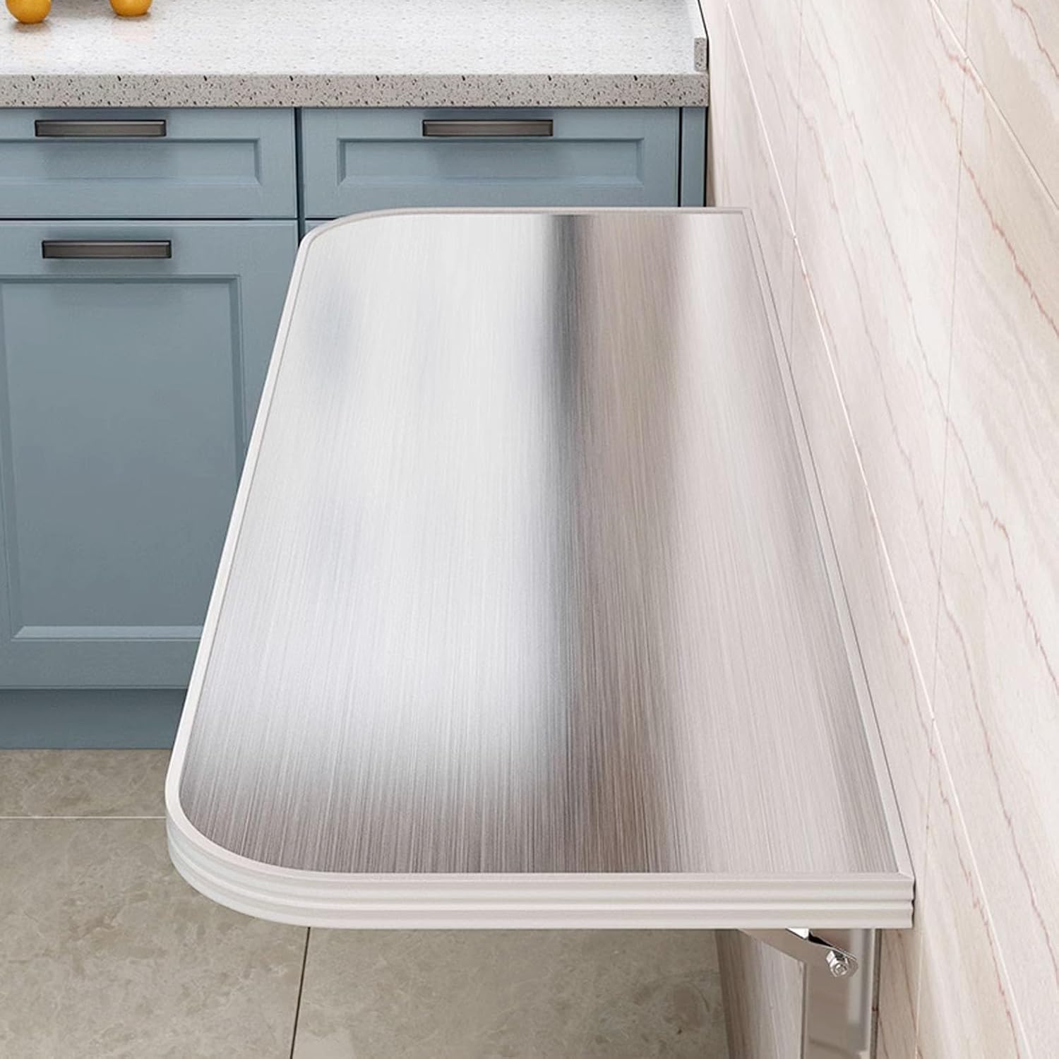 Compact Wall-Mounted Folding Table - Stainless Steel Space-Saving Workbench for Kitchen & Laundry - Floating Work Desk (L 50 x W 30 cm x H 30 cm)