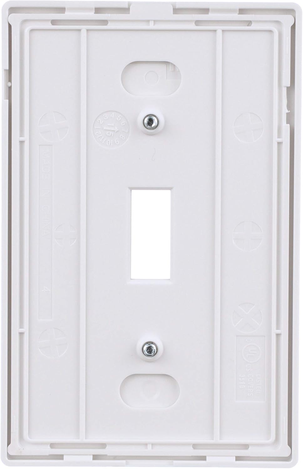Eaton PJS1W Polycarbonate 1-Gang Screwless Toggle Mid Size Wall Plate, White