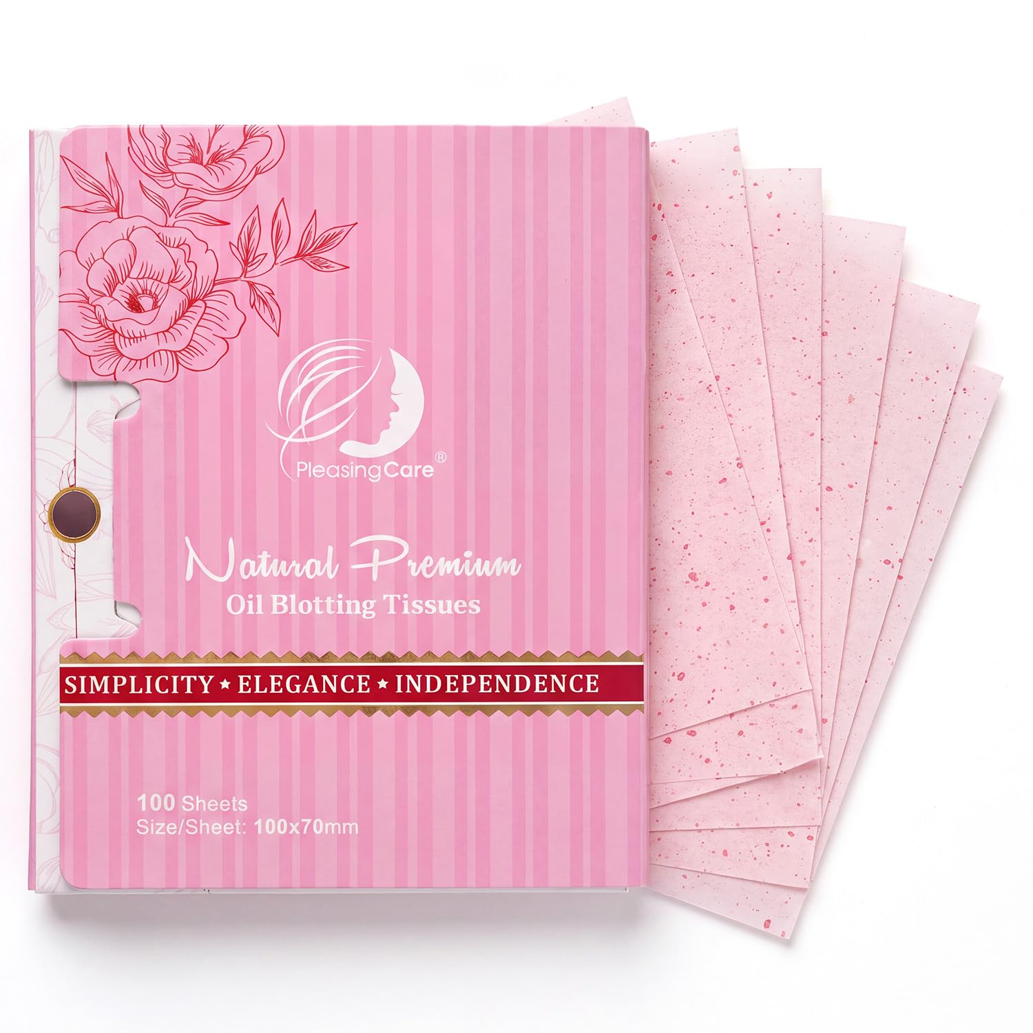 Premium Face Oil Blotting Sheets - 1 Pack for Facial Care or Makeup, Rose
