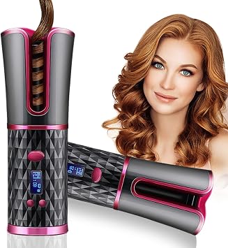 Rizador de pelo automático, con rotación de cerámica, inalámbrico,  recargable, LCD, rizador de pelo digital, planchas de temperatura ajustable  para el cuidado del cabello : Amazon.es: Belleza