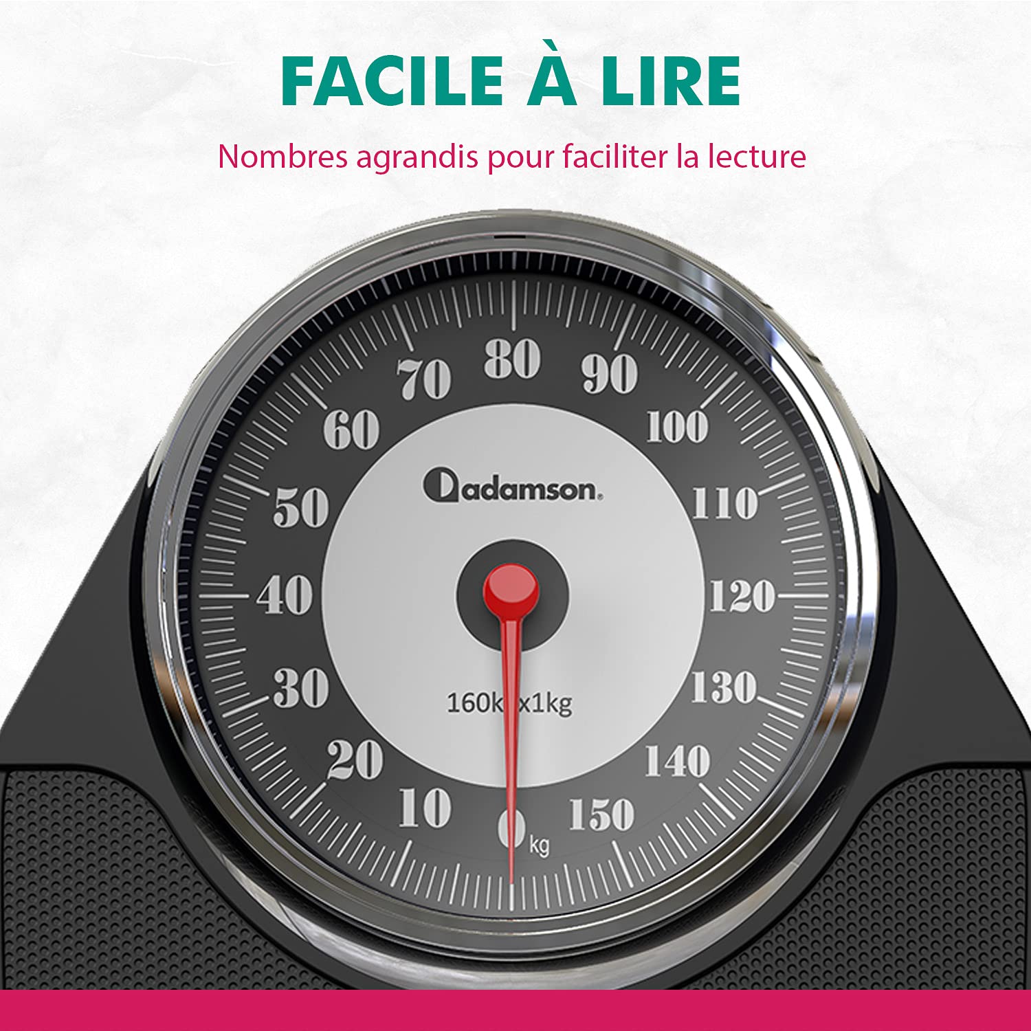 Adamson A24 Balance Pèse Personne Analogique - Nouveauté - Jusqu'à 350LB, Surface Antidérapante, Chiffres Extra Larges, Pèse Personne Mécanique, Garantie 20 Ans - Chambre et Salle de bain