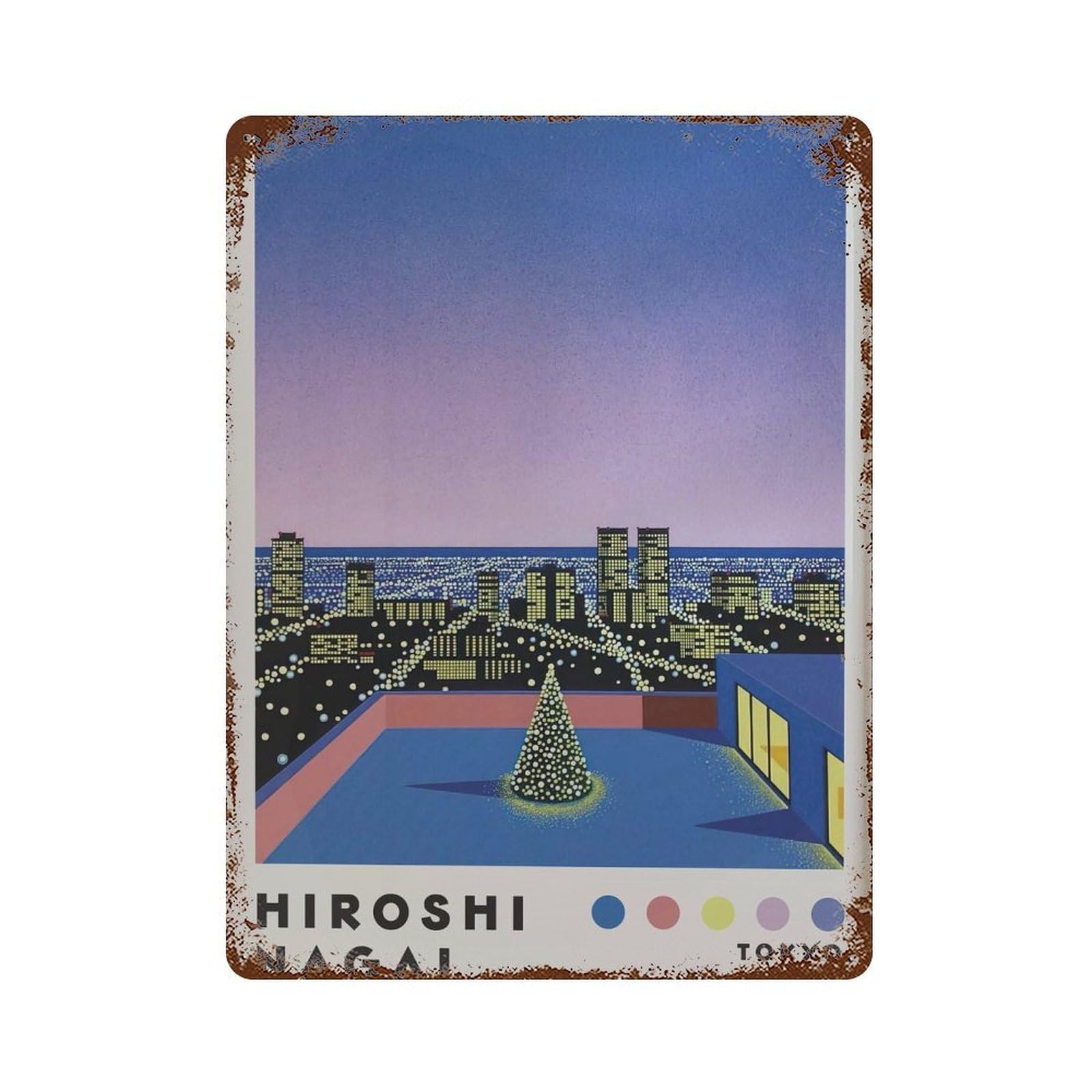 xiaoxiaoshen Hiroshi Nagai Modern Minimalist Japanese City Pop. Vaporwave Home Decor Wall Decor Art Metal Tin Poster Modern Home Decor Art Home Bar Shop Decorations Vintage Sign 40x30cm