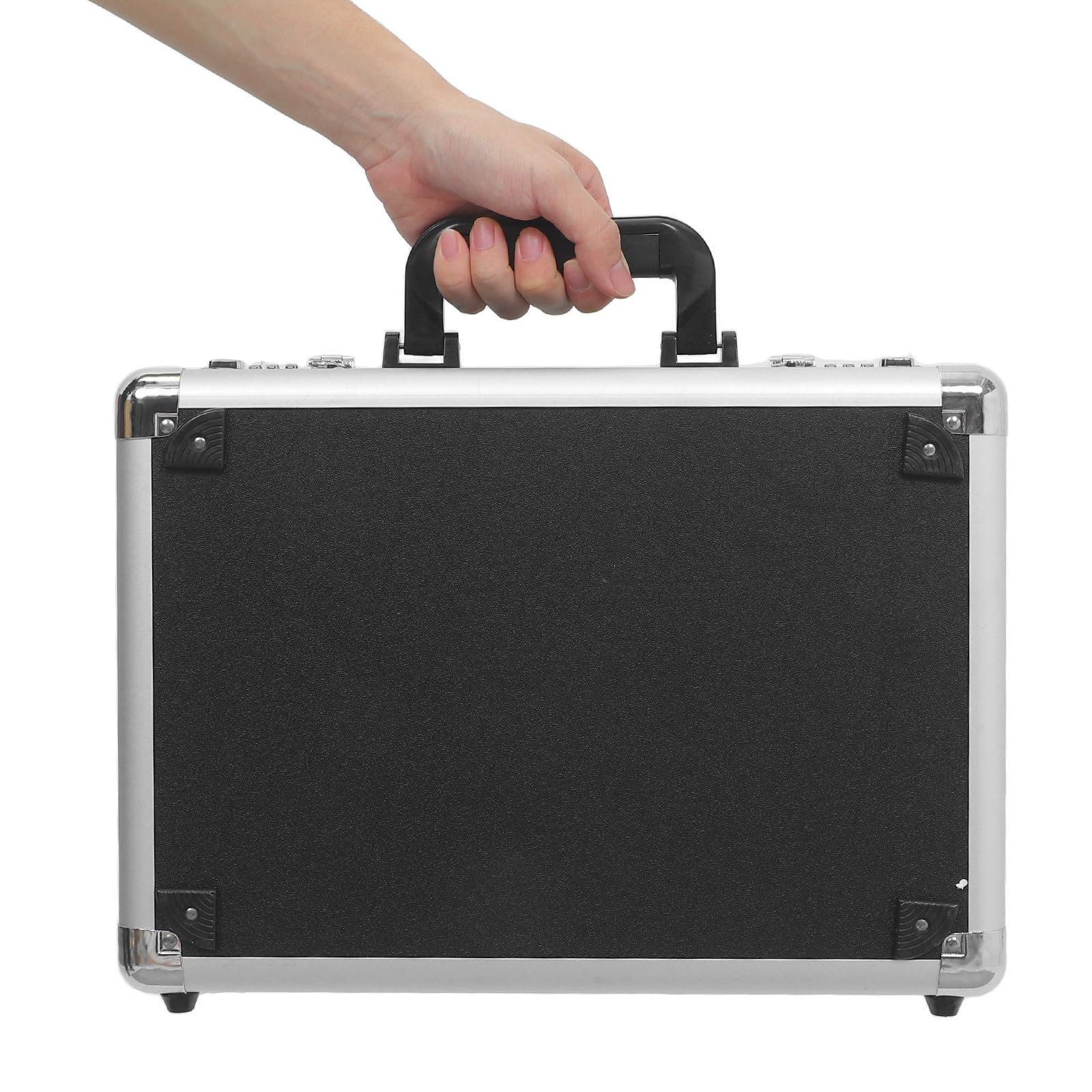 Healeved Boîte à Outils à Serrure à Code, Mallette de Rangement en Alliage D'aluminium, Noir, Compartiments Dédiés, Légère, Transport Facile, pour Outils et Tournevis, Ingénieurs, Voyage,