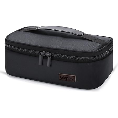 Gloppie Small Lunch Bag for Men Women Insulated Lunch Box Mini Lunchbox Thermal Lunch Boxes Adult Lunch Pail Petty Food Containers Portable Cooler Bags Reusable Snack Bag Loncheras Para Hombres Black
