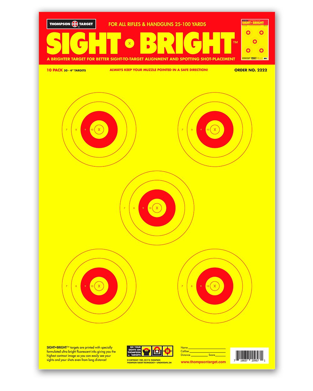Sight Bright - Paper Gun Range Shooting Targets 12.5"x19" (50 Pack)