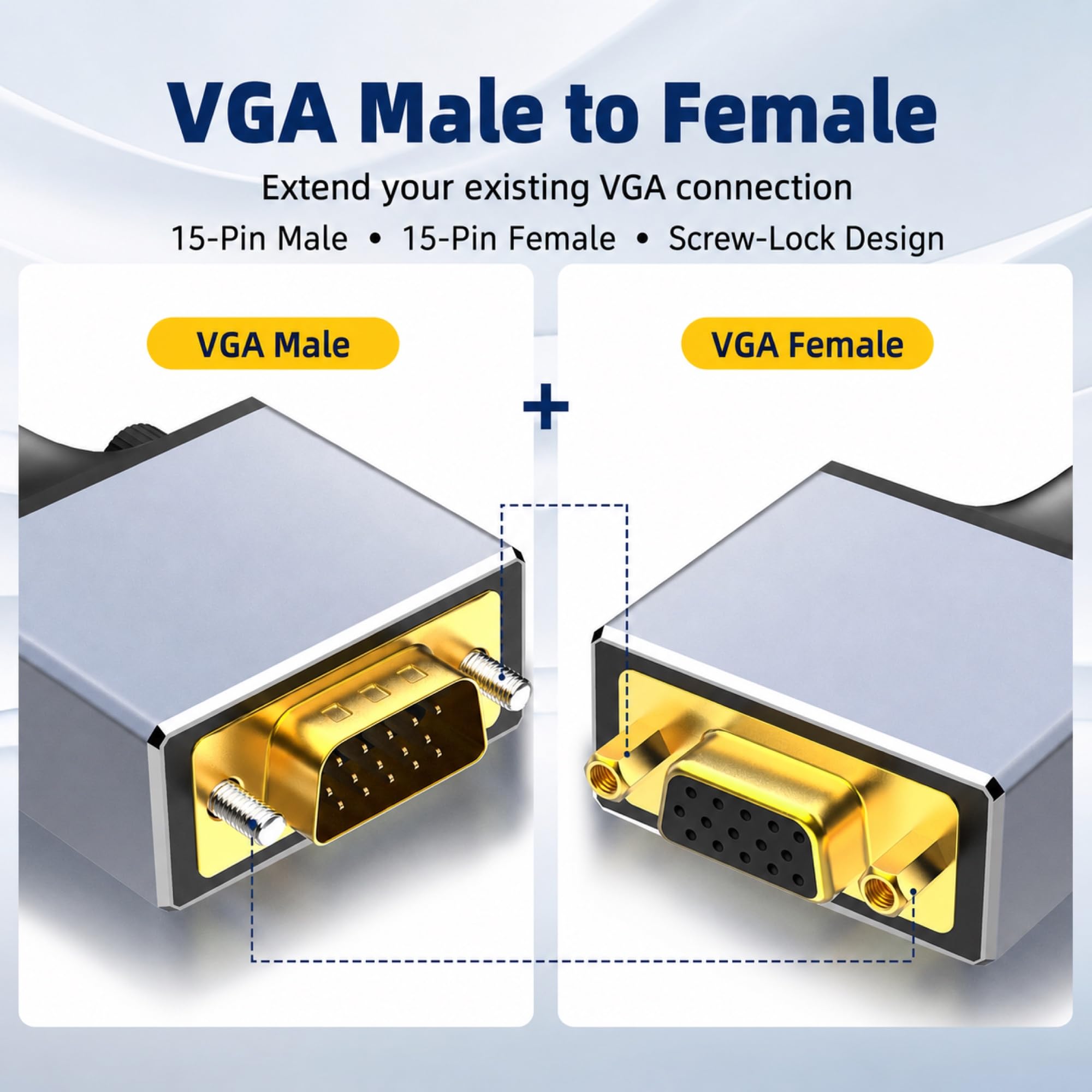 Câble d'extension VGA, câble VGA mâle vers femelle (30 pieds)