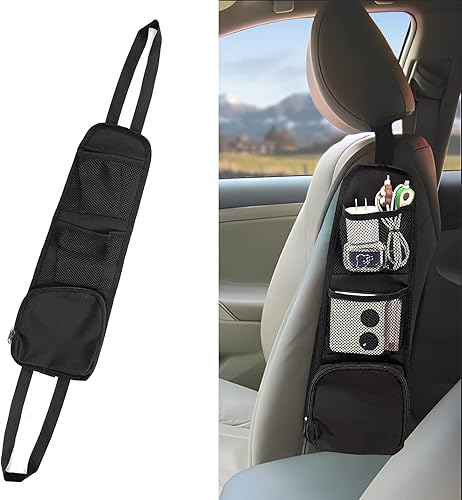 QUICTO 2 bolsas colgantes de almacenamiento para asiento de automóvil organizador lateral de asiento multibolsillo bolsillo de red de malla de