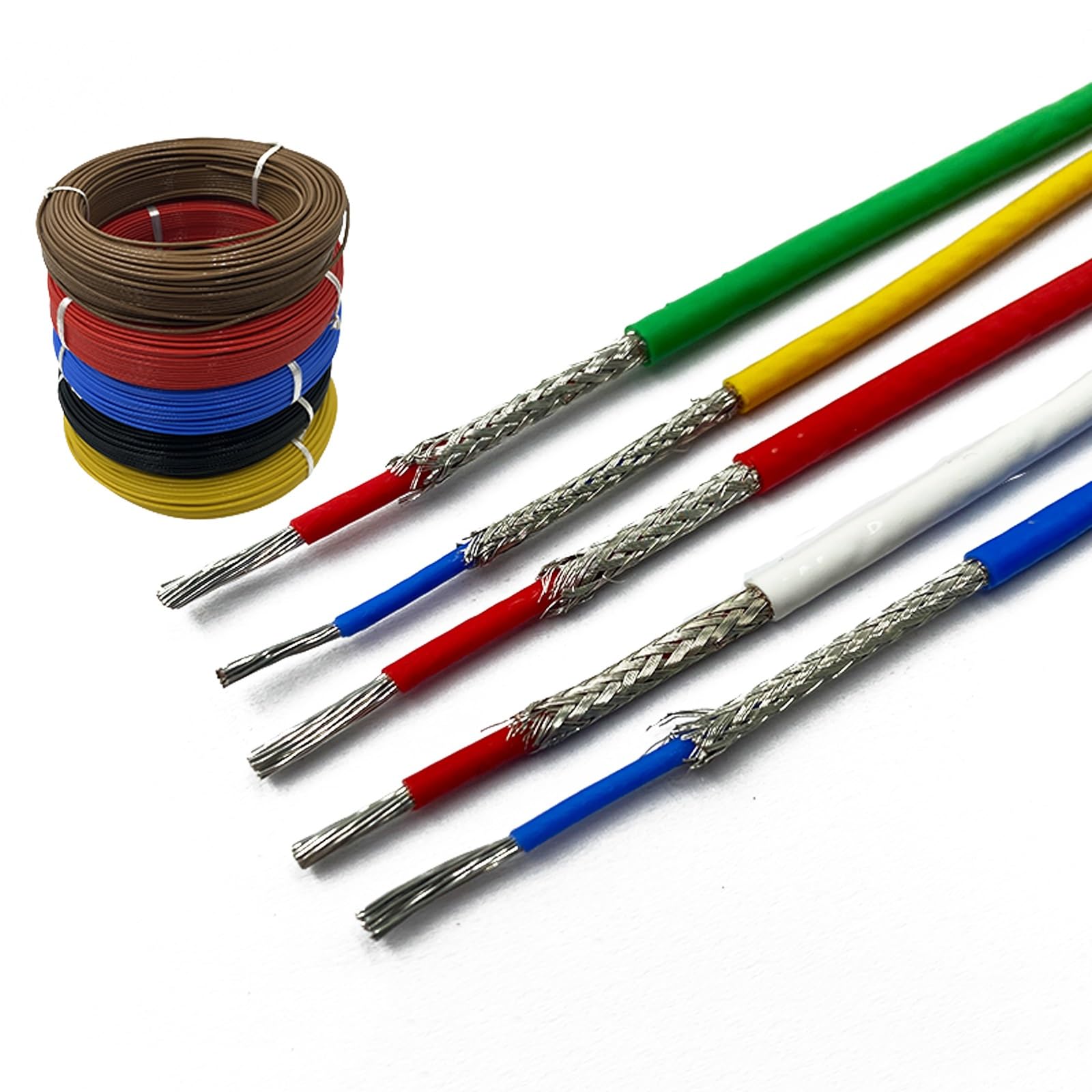 Cable blindado unipolar resistente a alta temperatura para alimentación y señal de 15ft 8