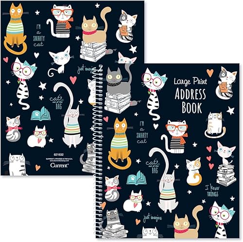 Miniatura 4 de Smarty Cats - Libreta de direcciones con impresión grande 56 páginas grande de 7 x 8-12 pulgadas encuadernado en espiral fácil lectura