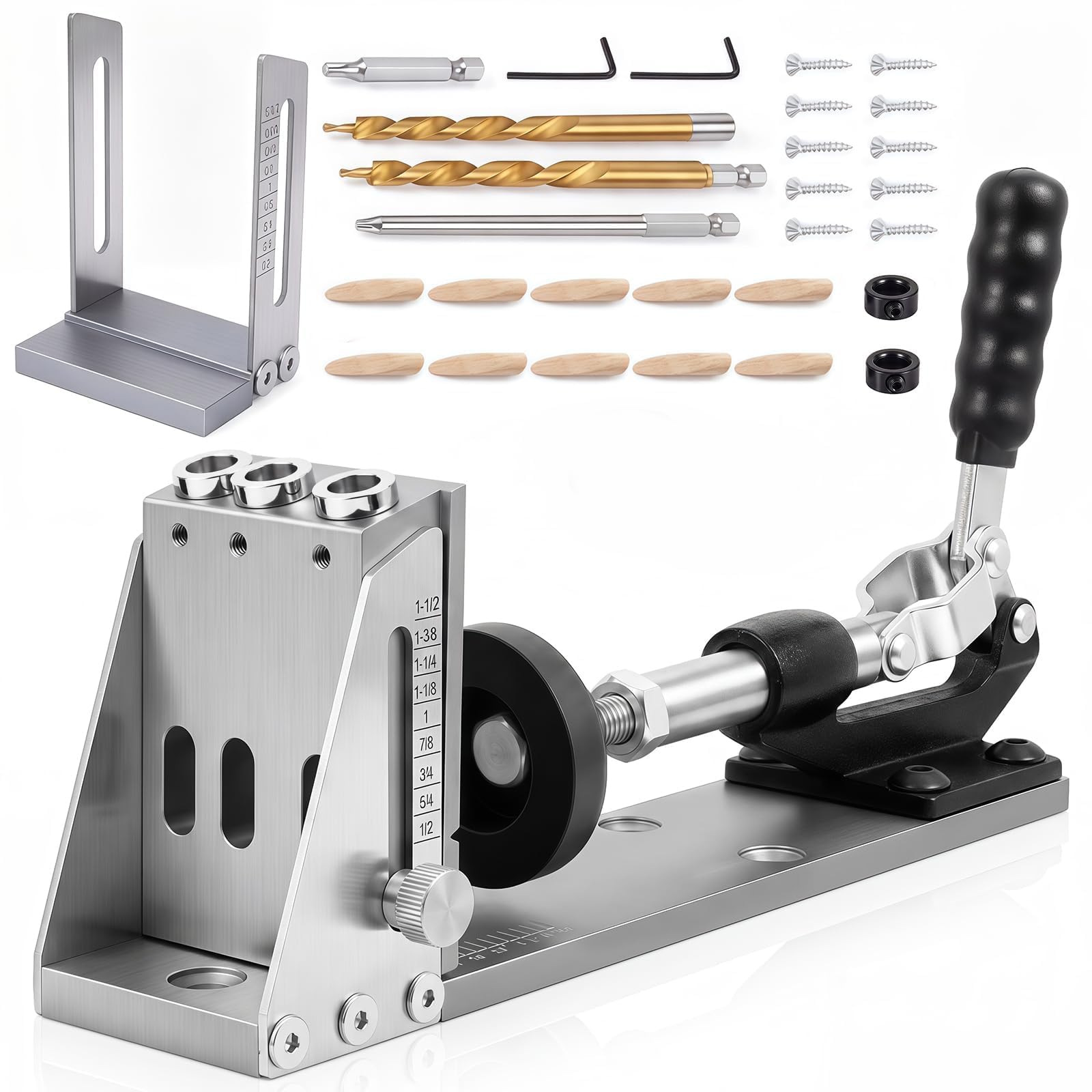 WUDLEP Pocket Hole Jig Tool Kit, Professional Adjustable Pocket Screw Jig