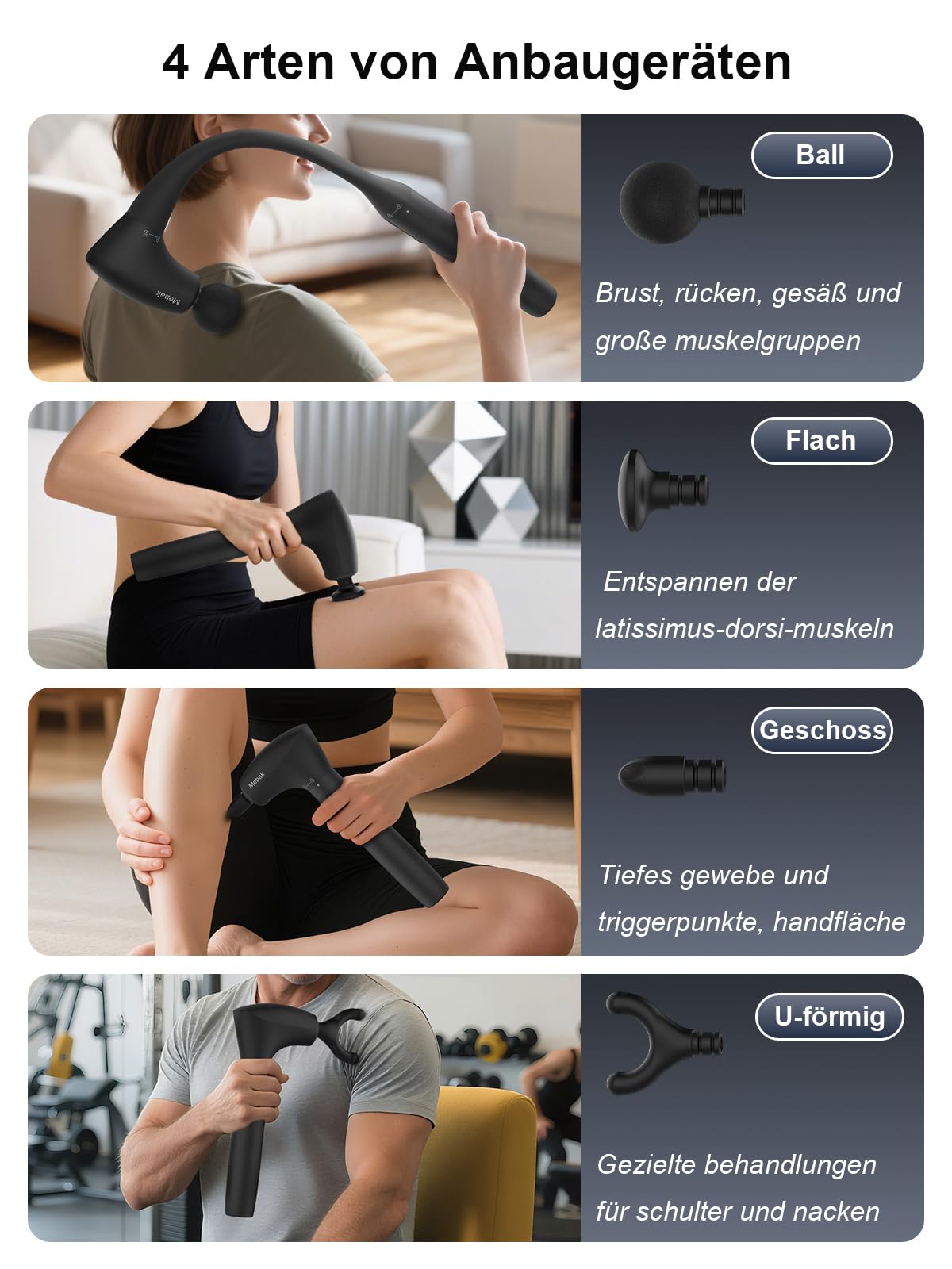 Mebak M3 Massagepistole Massagegerät Muskel Massage Gun 2 in 1 Transformierbare Massagepistole 5-Speed Elektrisches Ultra Quiet Handgerät Massage Pistole für Rücken, Schulter und Körper Entspannung