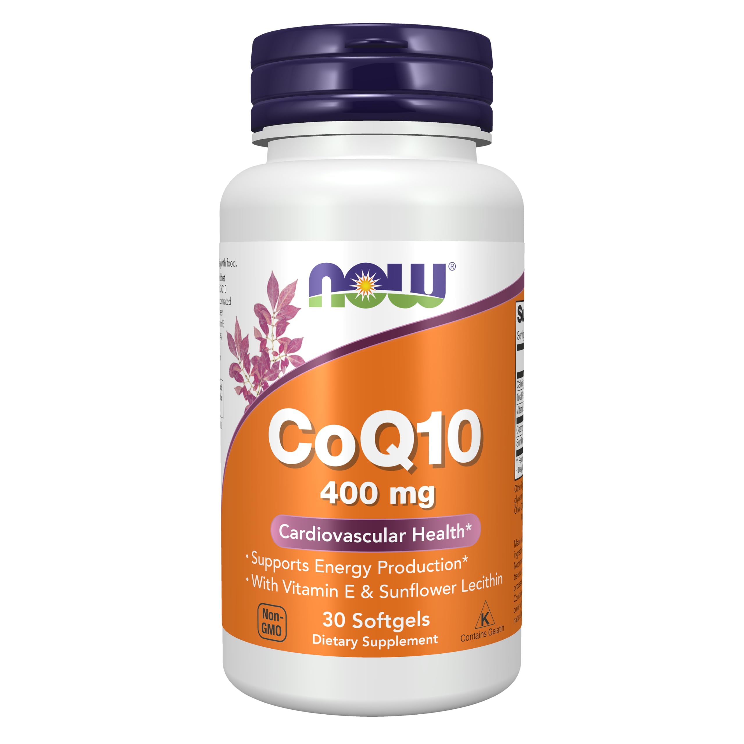 NOW Supplements CoQ10 with Vitamin E & Sunflower Lecithin, 400mg - 30 softgels