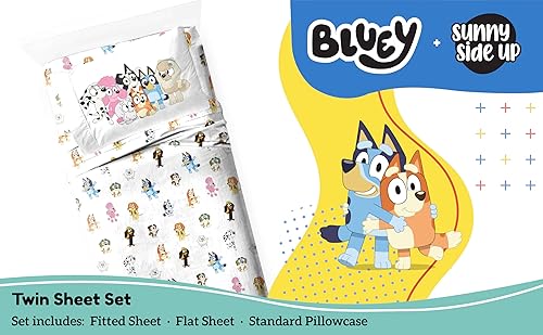 Miniatura 2 de Bluey & Friends - Juego de sábanas tamaño matrimonial, juego de ropa de cama de 4 piezas para niños, incluye funda de almohada, sábanas de