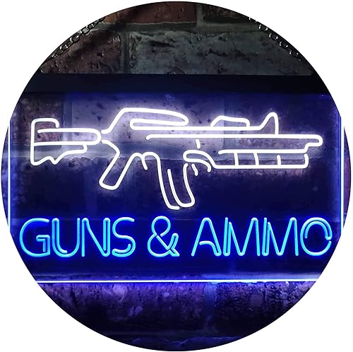 Miniatura 9 de Guns Ammo Shop - Letrero de neón LED de doble color, azul y rojo, 16 x 12 pulgadas, st6s43-i3294-br