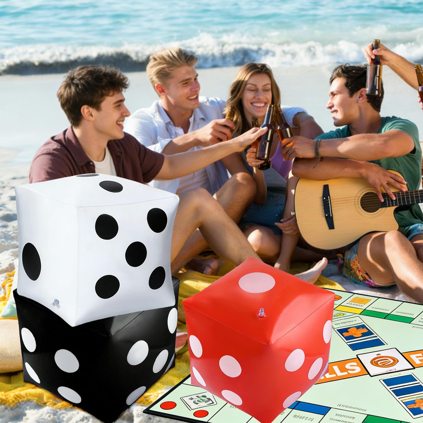 EKKONG Giocattolo Gonfiabile a Cubo Confezione da 3, Cubo Gigante, PVC Grande Cubetti Gonfiabili per Piscine Interne ed Esterne Giochi per Feste sul Prato (Bianco 3)