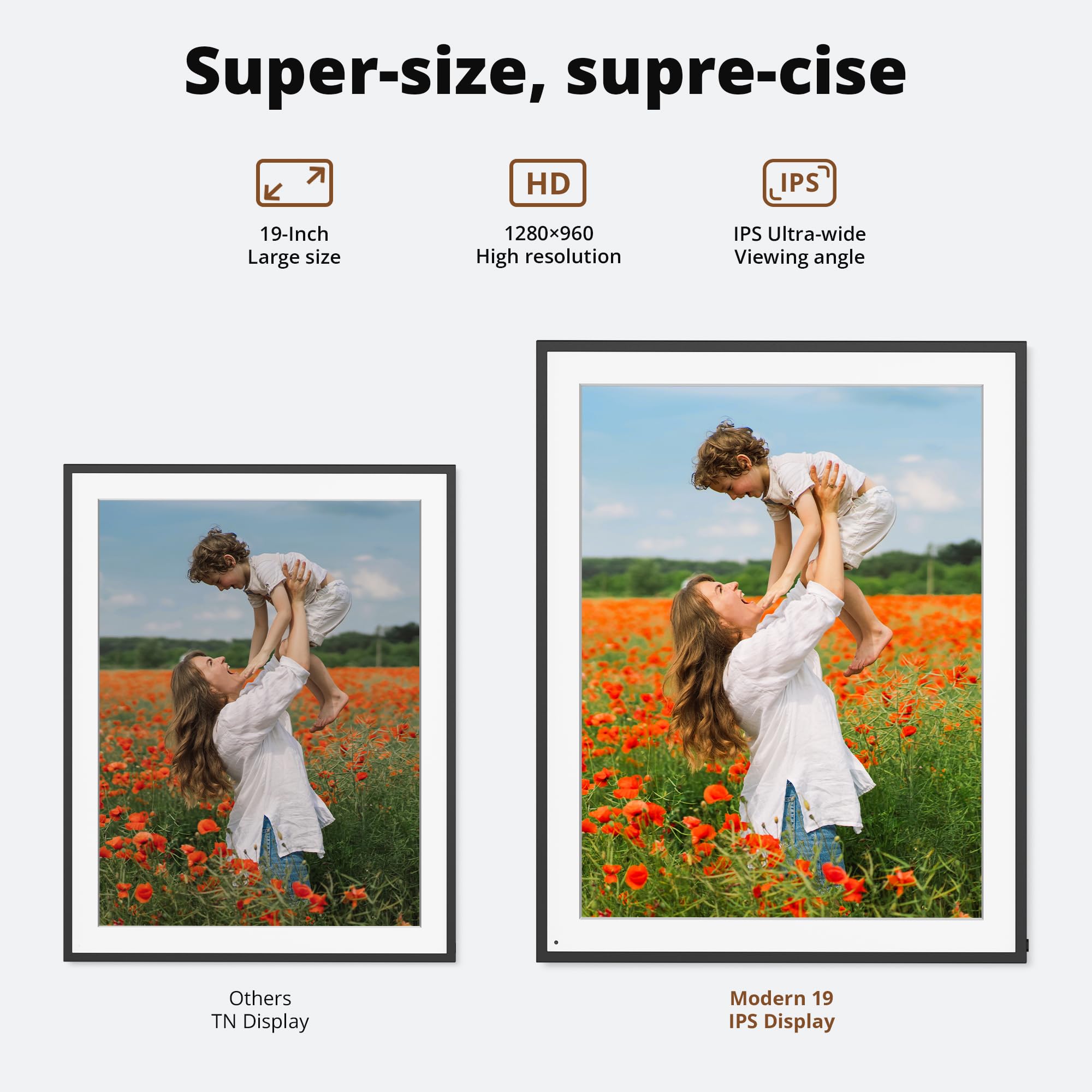 Dragon Touch Cornice digitale per foto – Grande cornice digitale WiFi da 48 cm con 64 GB di memoria, schermo FHD, facile da configurare per condividere foto o video da remoto con l'app Vphoto con