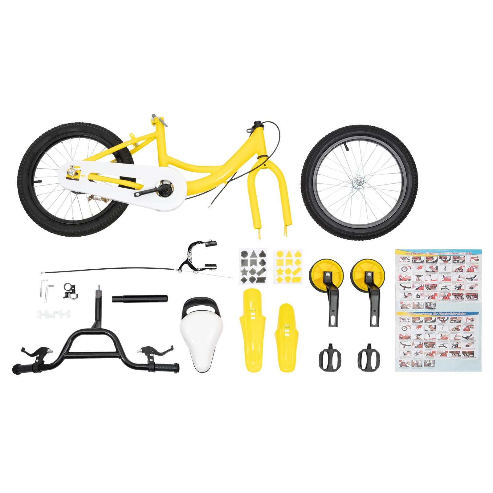 Bici Bambino 16 Pollici Mountain Bike Bike All Terreno per Bambini Bicicletta con Ruota Extra Bicicletta Bicicletta Mountain Bike Doppio Freno A Disco Biciclette Acciaio Carbonio