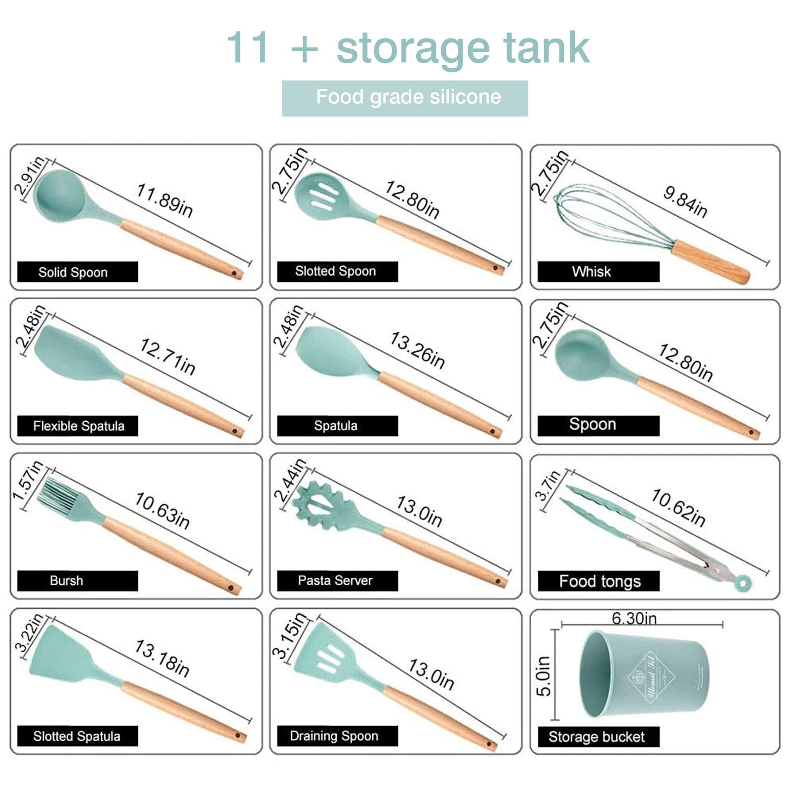 Set Composto Utensili Cucina in Silicone da 11 pz Antiaderente Cucina Cottura Resistente al Calore, Rosa