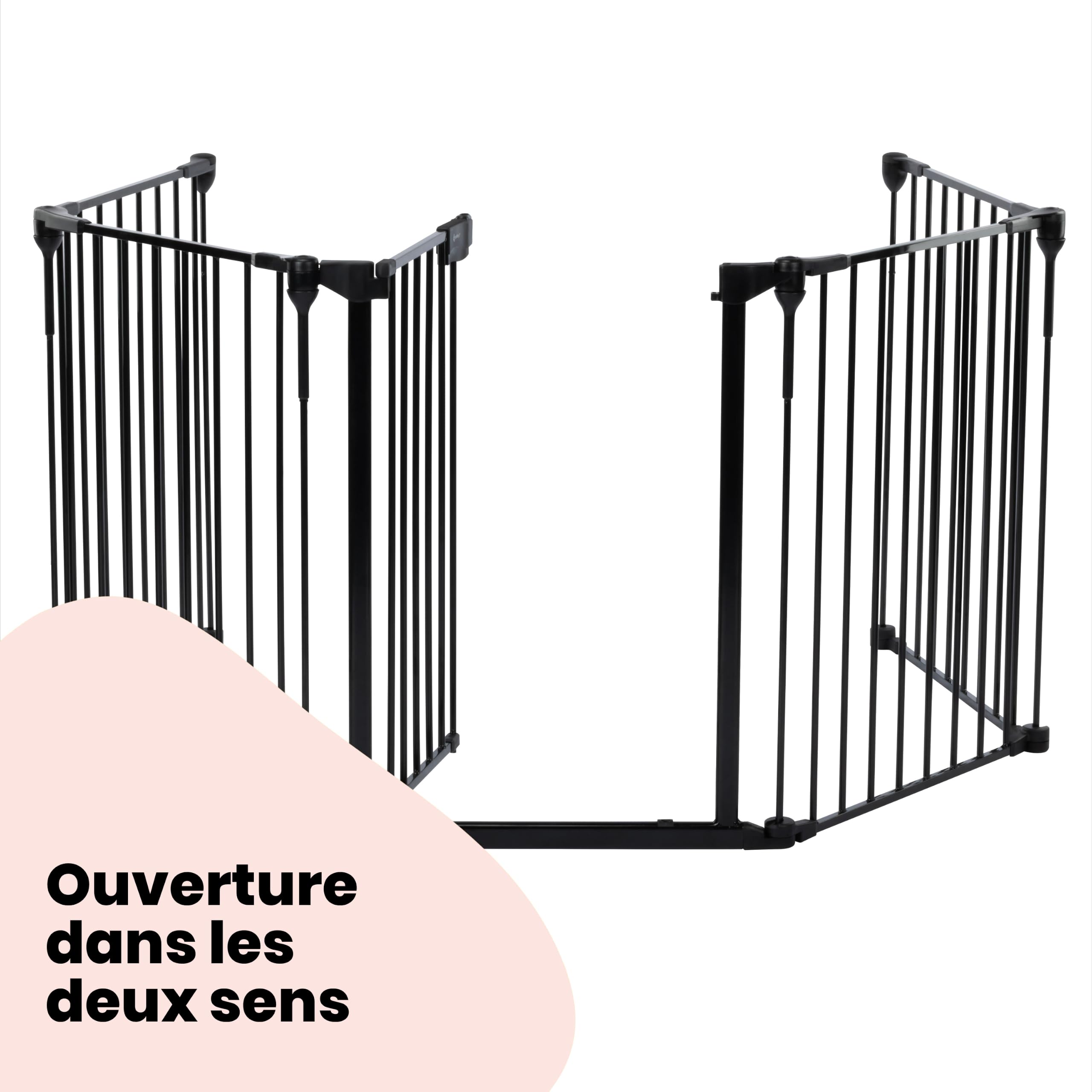 Safety 1st Modular 5 Panel Parc Bébé, 64-296 cm, Ouverture 1 Main, Black | Barrière Escalier Extra Large, Espaces Irréguliers et Larges, Verrou Extra Sûr, Installation Rapide et Facile